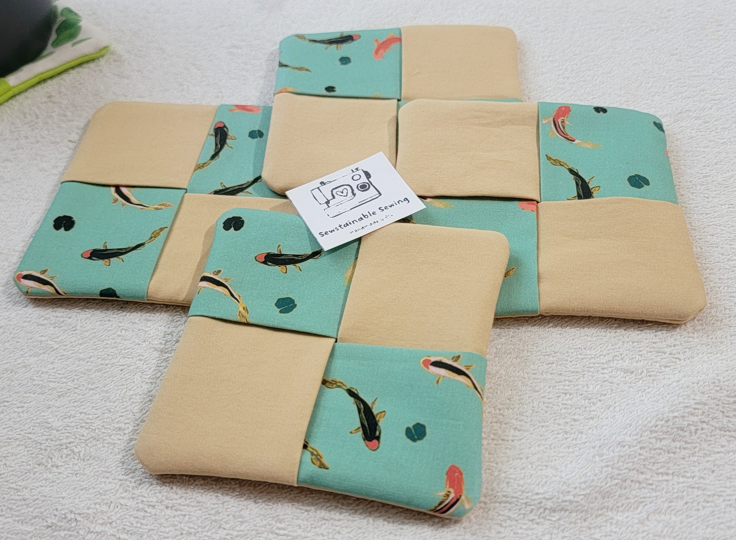 Set of 4 Blue Koi Coasters