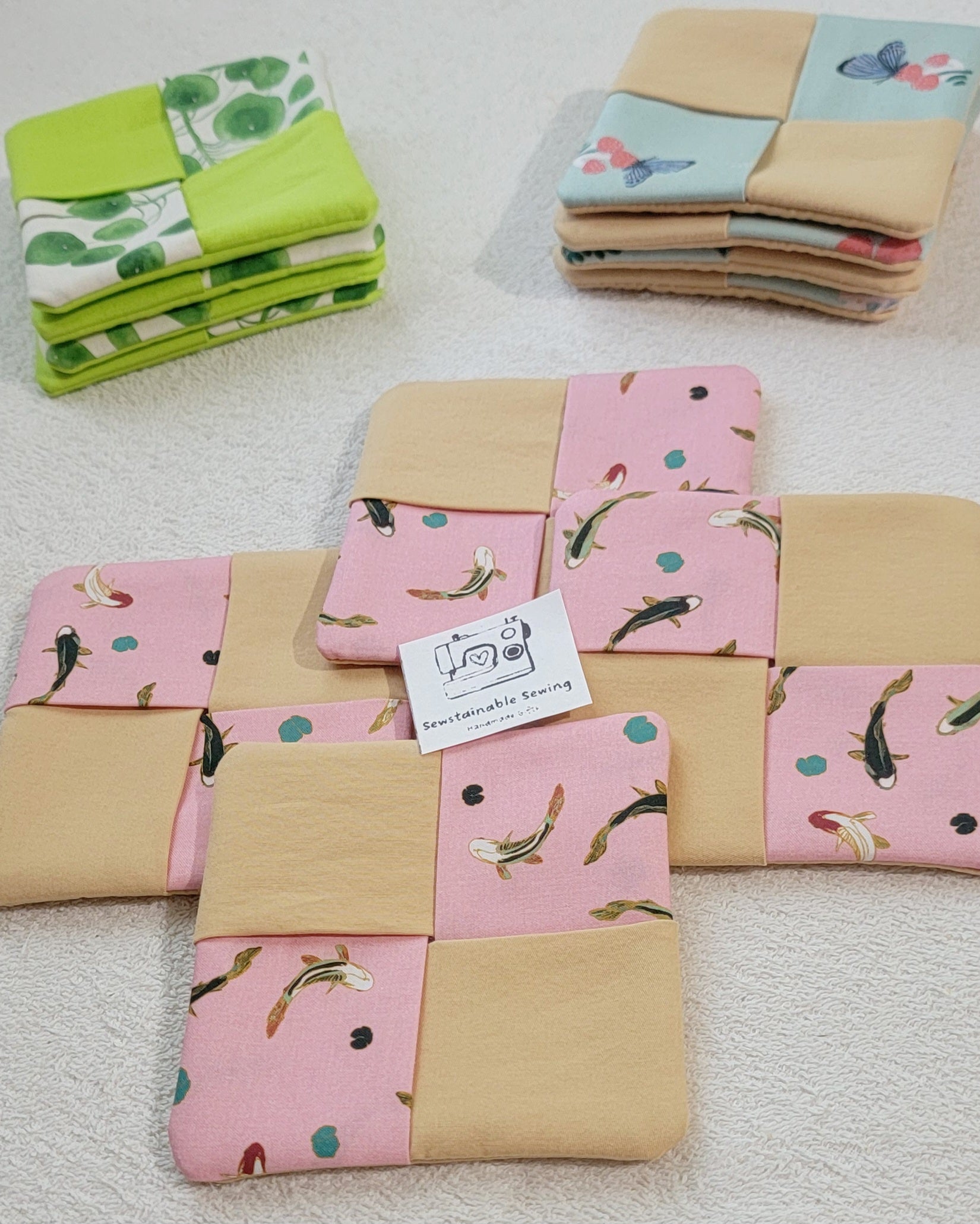 Set of 4 Pink Koi Coasters