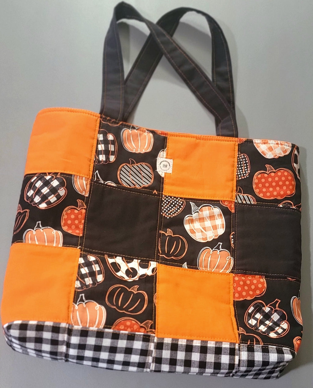 Patchwork Orange Pumpkin Tote