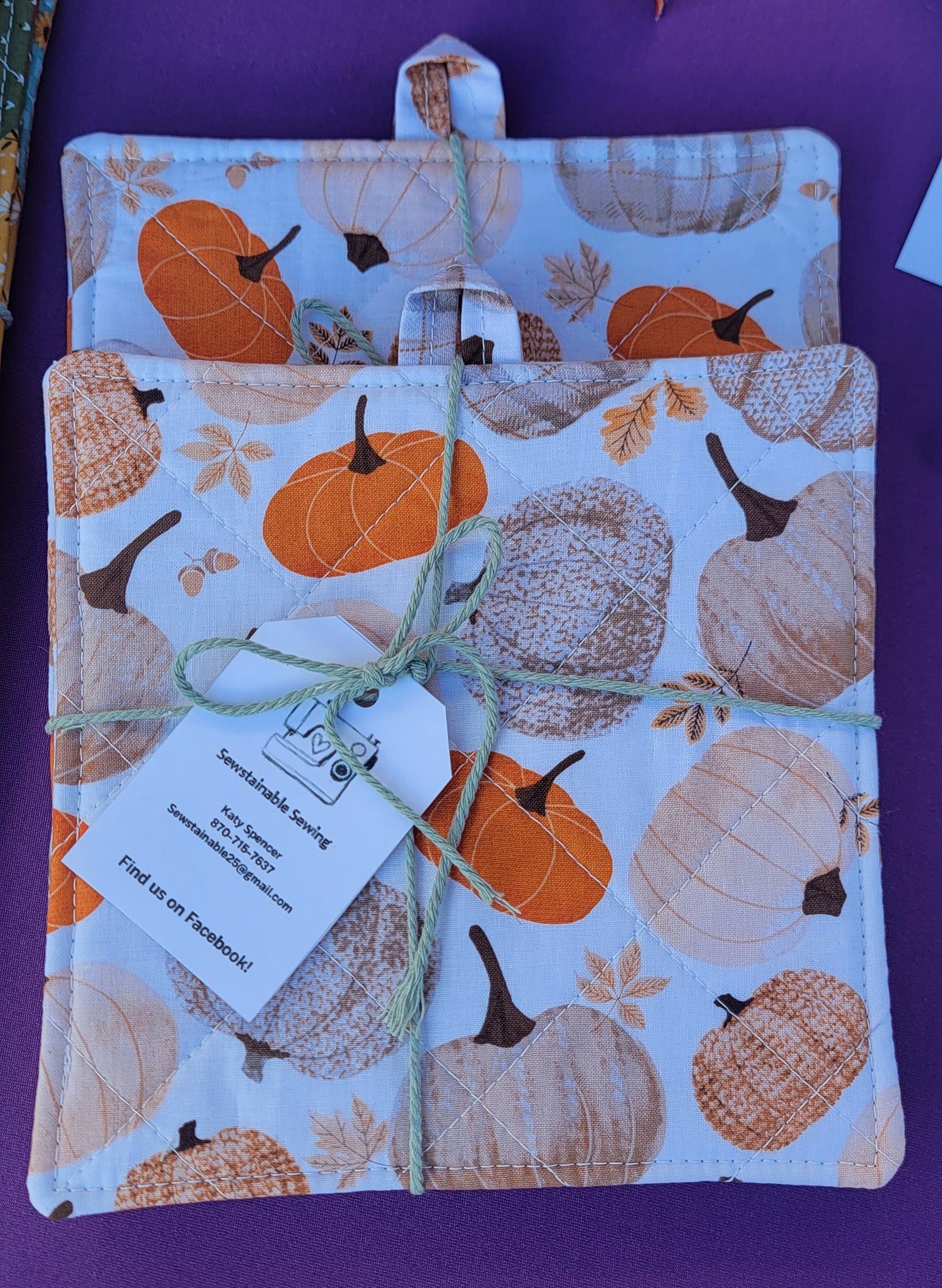 Quilted Pumpkin Pot Holders set of 2